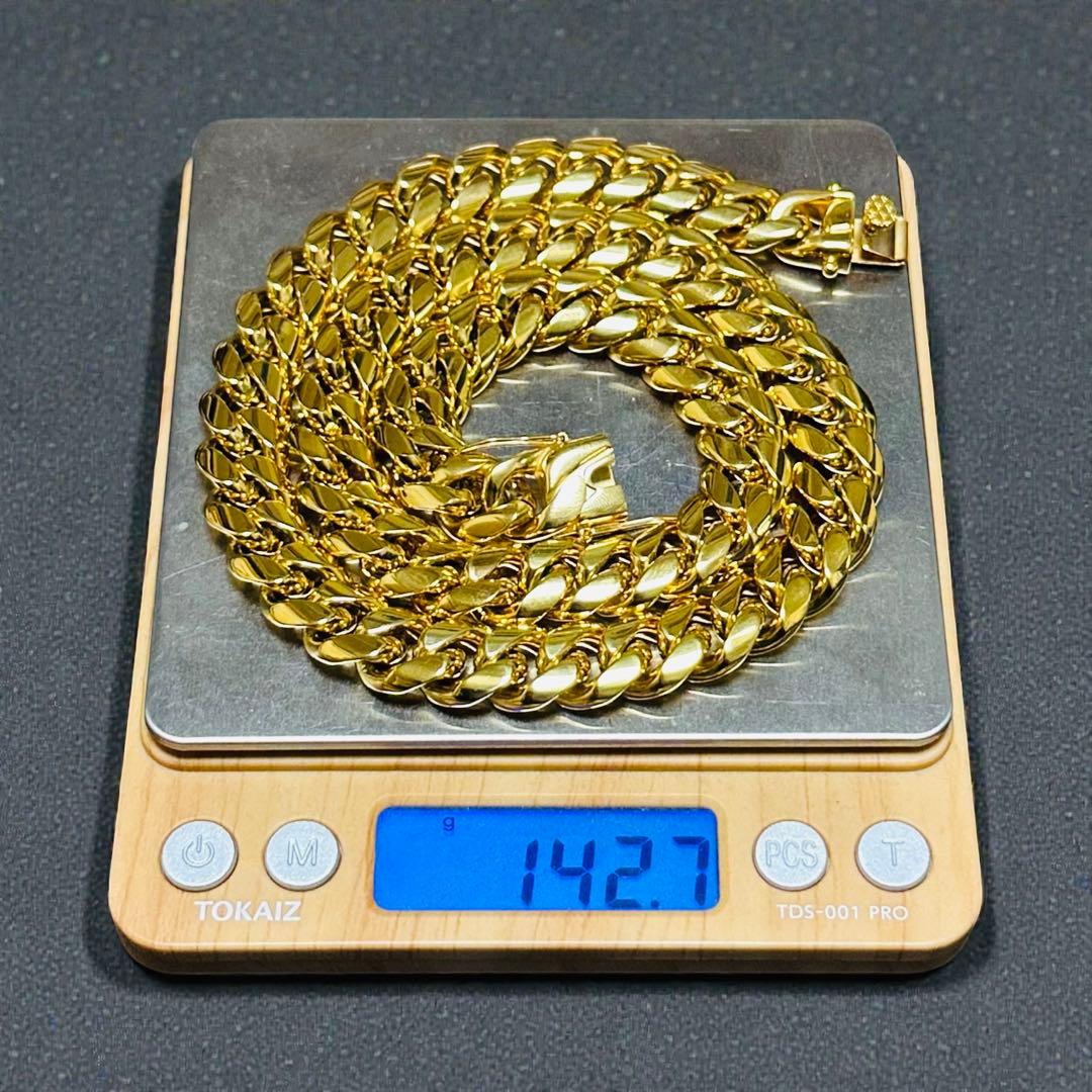 喜平ネックレス 50cm 幅12mm 18K刻印 ステンレス ゴールドチェーン