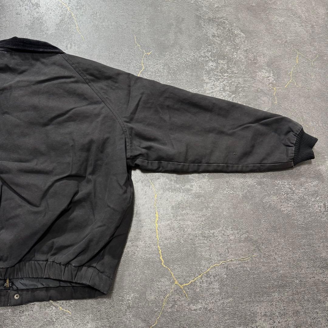 wallsブラックダックサンタフェジャケット刺繍企業ロゴL短丈古着襟コーデュロイ