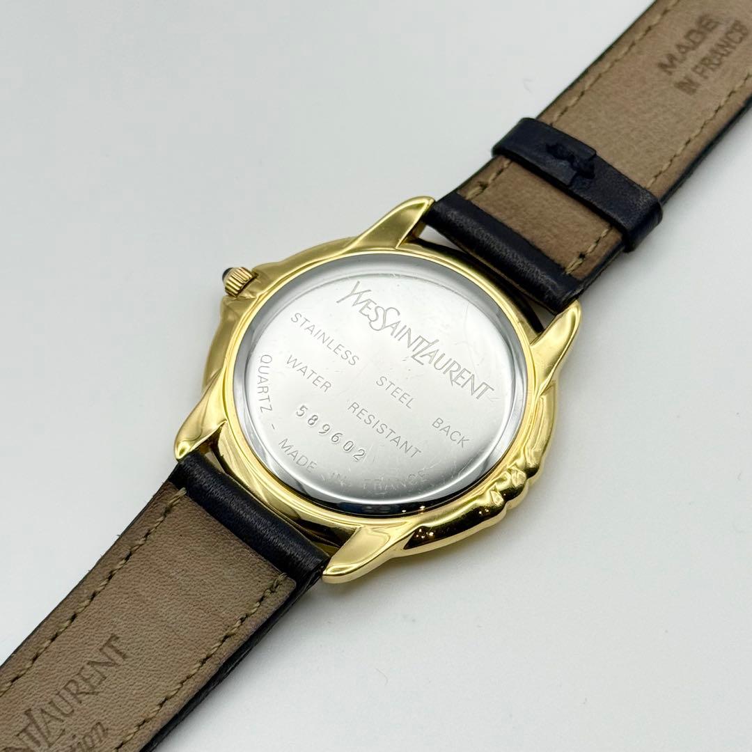 ✨新品電池・稼働✨サンローラン 腕時計 クォーツ ラウンド コンビ 純正バンド