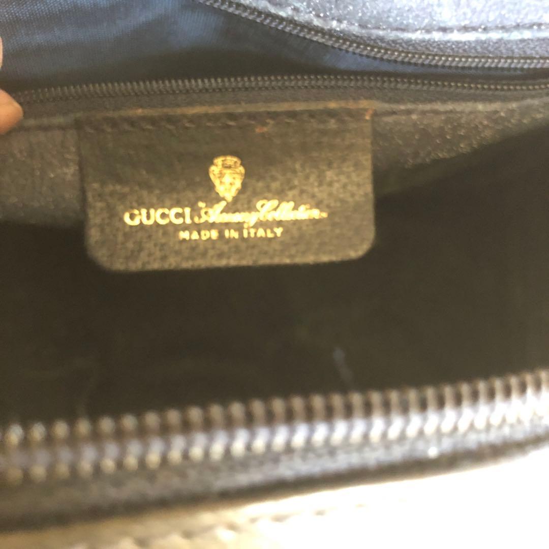 GUCCI シェリーライン GG ネイビー ボストンバッグ レザー