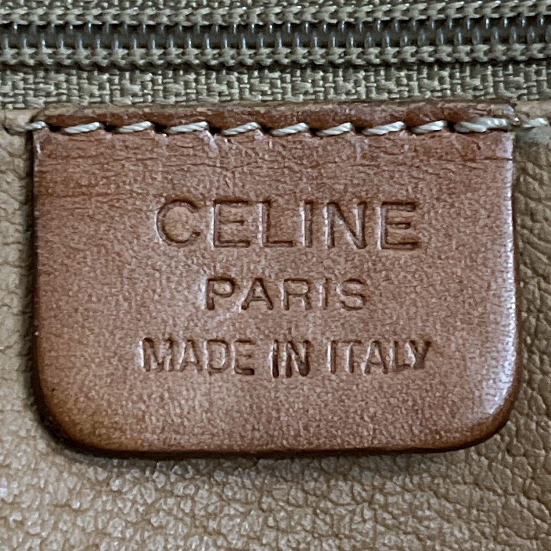 オールド　セリーヌ　ミニボストン　マカダム柄　トリオンフ　ハンドバッグ　ブラウン