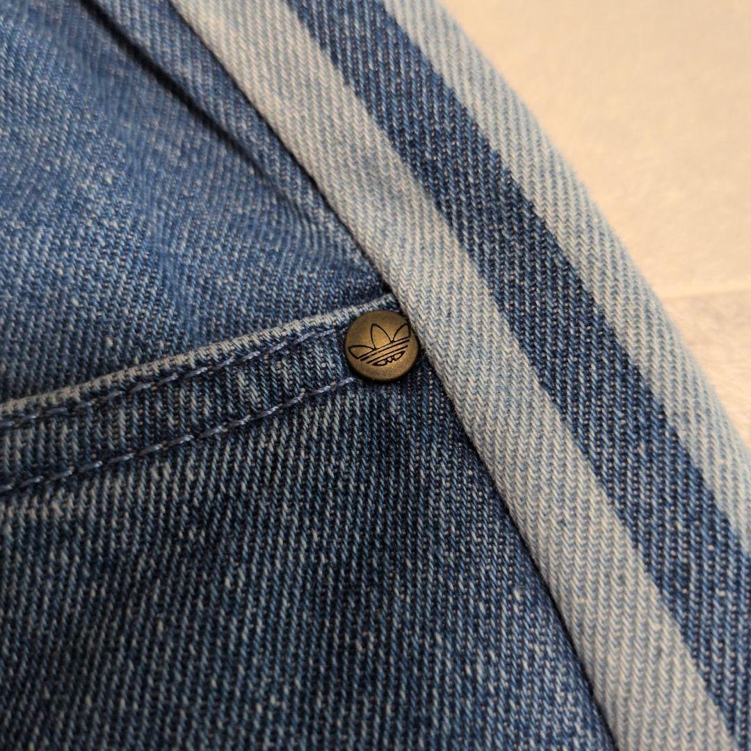 【極美品】アディダス デニム トラックパンツ M 三本線 ブラックピンク