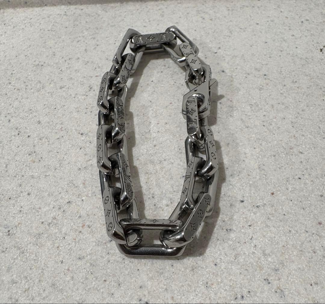 LOUIS VUITTON ブレスレットモノグラムシルバーM00309 Lサイズ