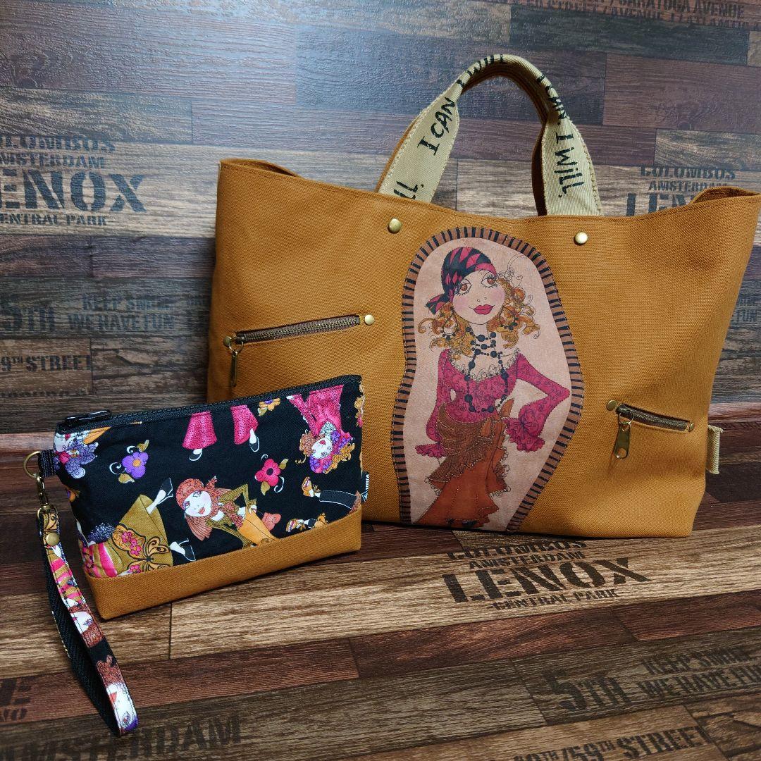 ❣️専用❣️Gypsy/8号帆布トートバッグ/ファスナーポーチ付/ロラライハリス