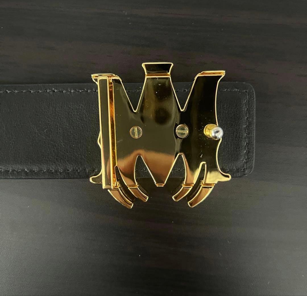ブラックレザーMMロゴバックルベルト