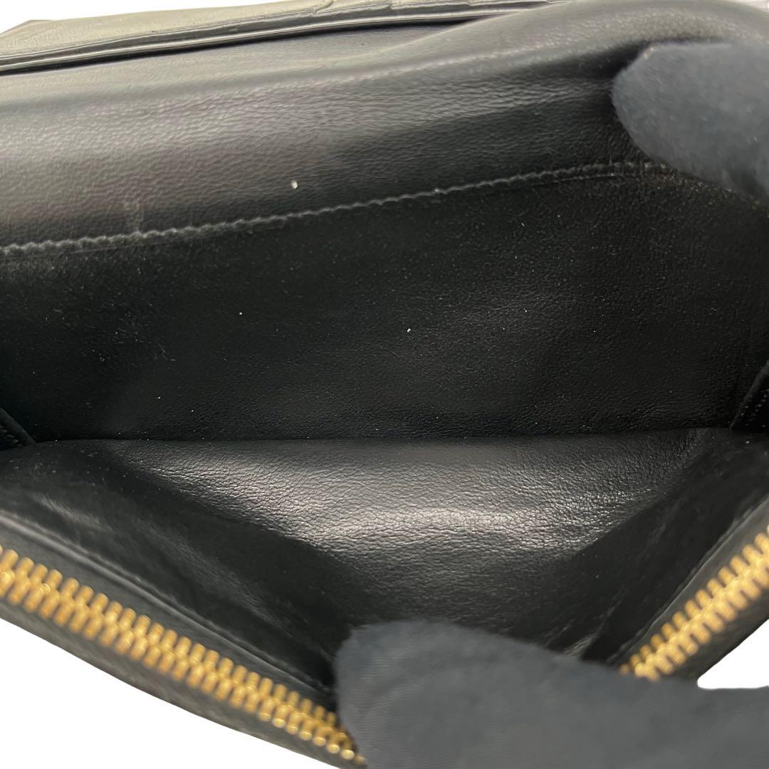 希少✨サンローラン 長財布 クロコ型押し YSL カサンドラ ブラック 黒