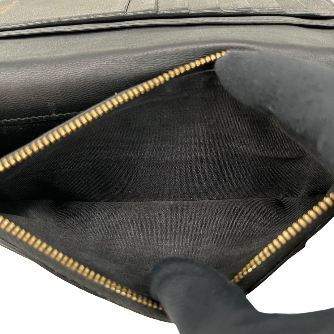 希少✨サンローラン 長財布 クロコ型押し YSL カサンドラ ブラック 黒