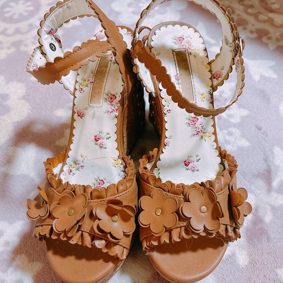 ♥LIZLISAリズリサ フラワーハイヒールブラウン♥Lサイズ
