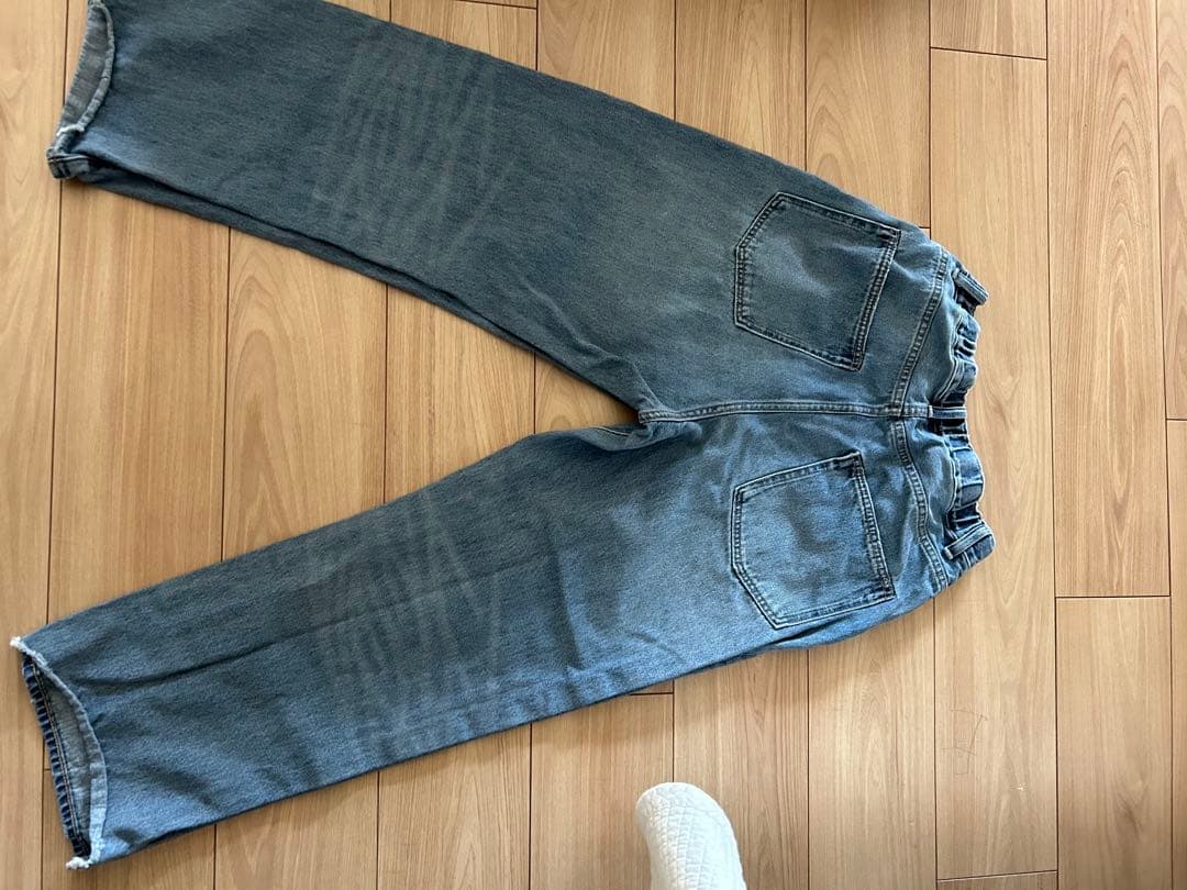 SOLAMONAT♡ルーズストレートイージーデニムパンツ ダメージデニム