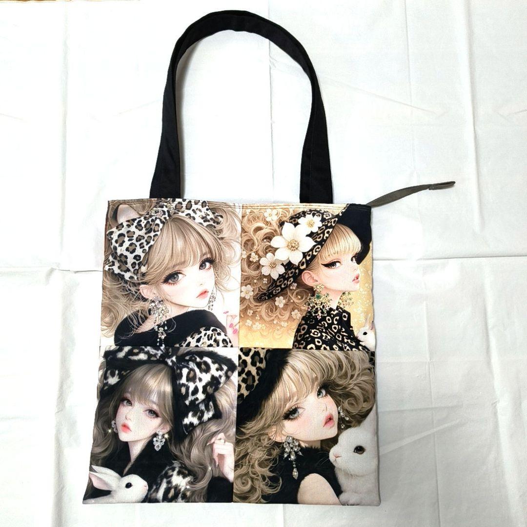 La luna様】ハンドメイドオーダー★女の子★フラットトートバッグ&巾着　5点