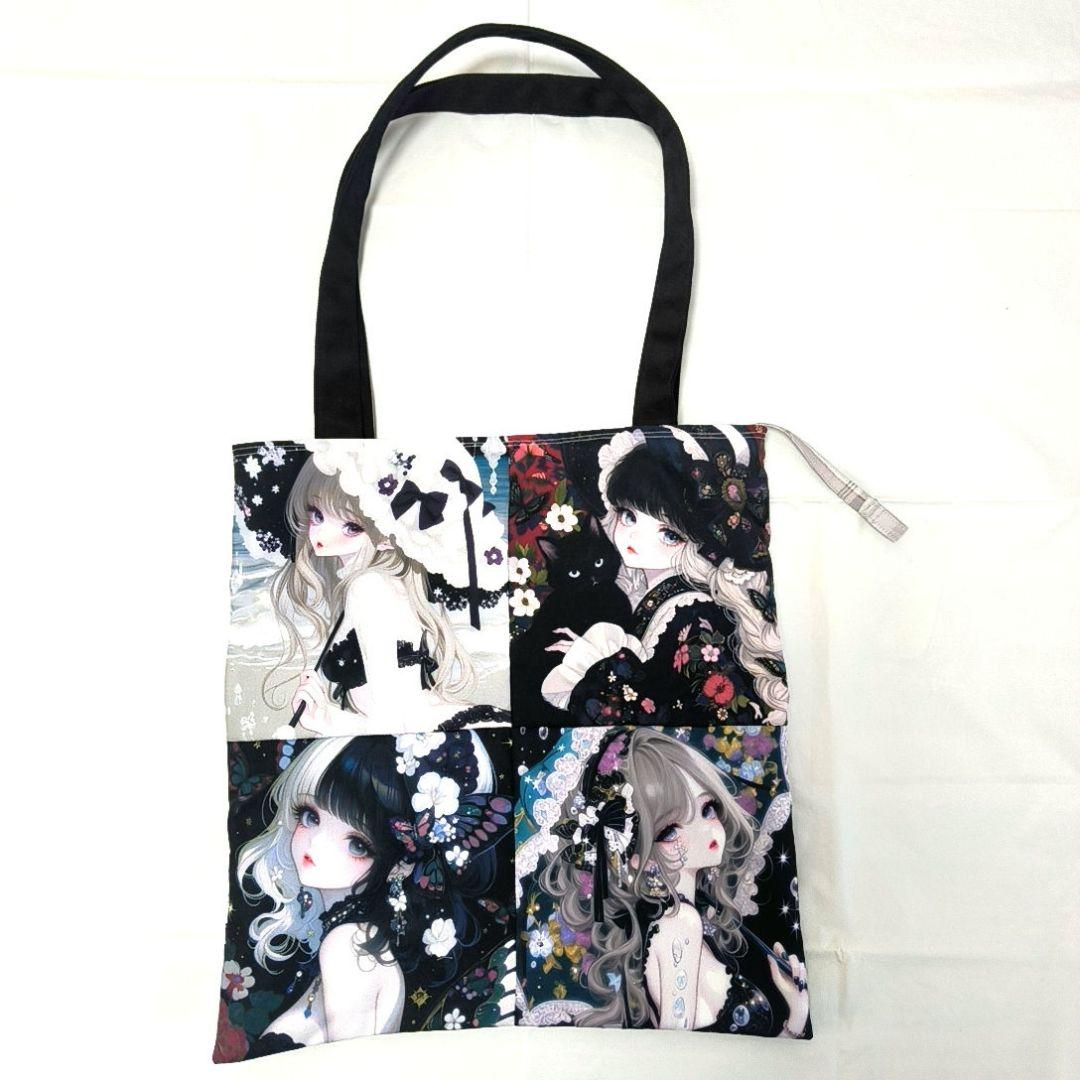 La luna様】ハンドメイドオーダー★女の子★フラットトートバッグ&巾着　5点