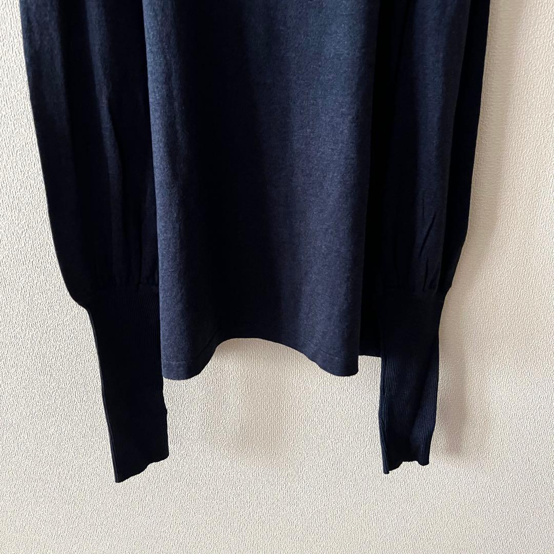 CHANEL カシミヤ シルク ココマークボタン 長袖ニット ネイビー 42XL