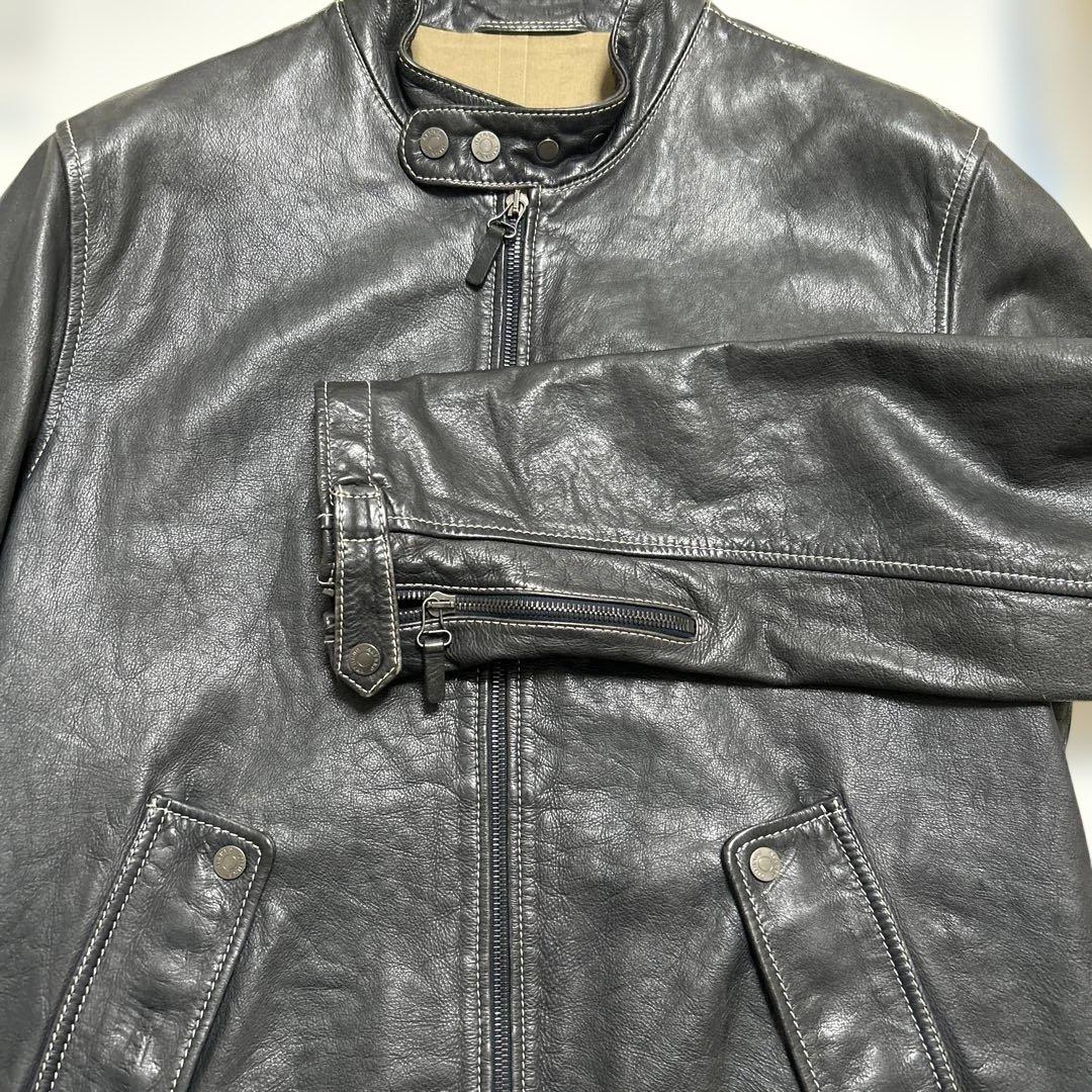 ダンヒル レザーシングルライダースジャケット