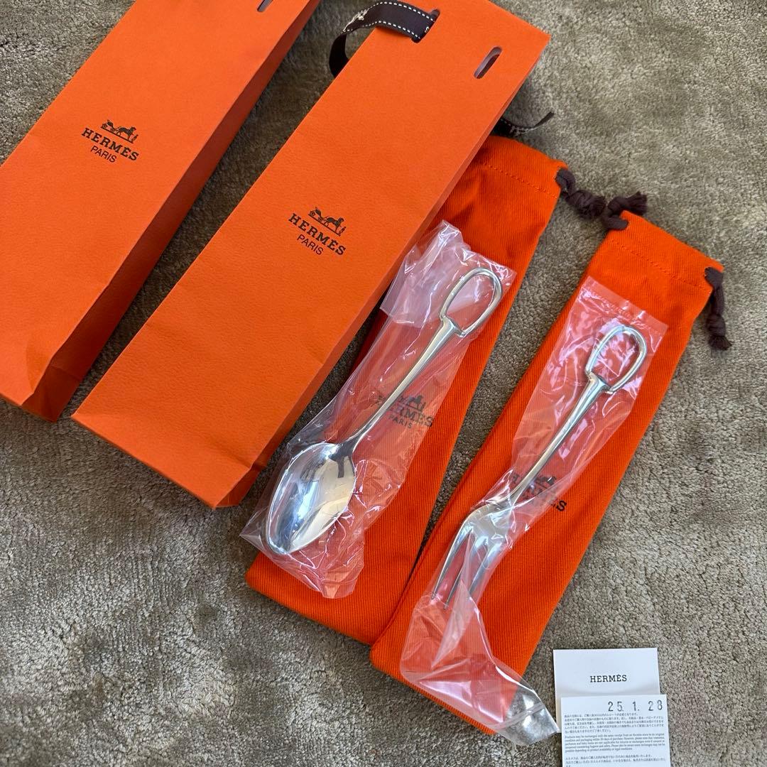 新品　食器　【HERMES】エルメス　フォーク＆スプーンカトラリー2点