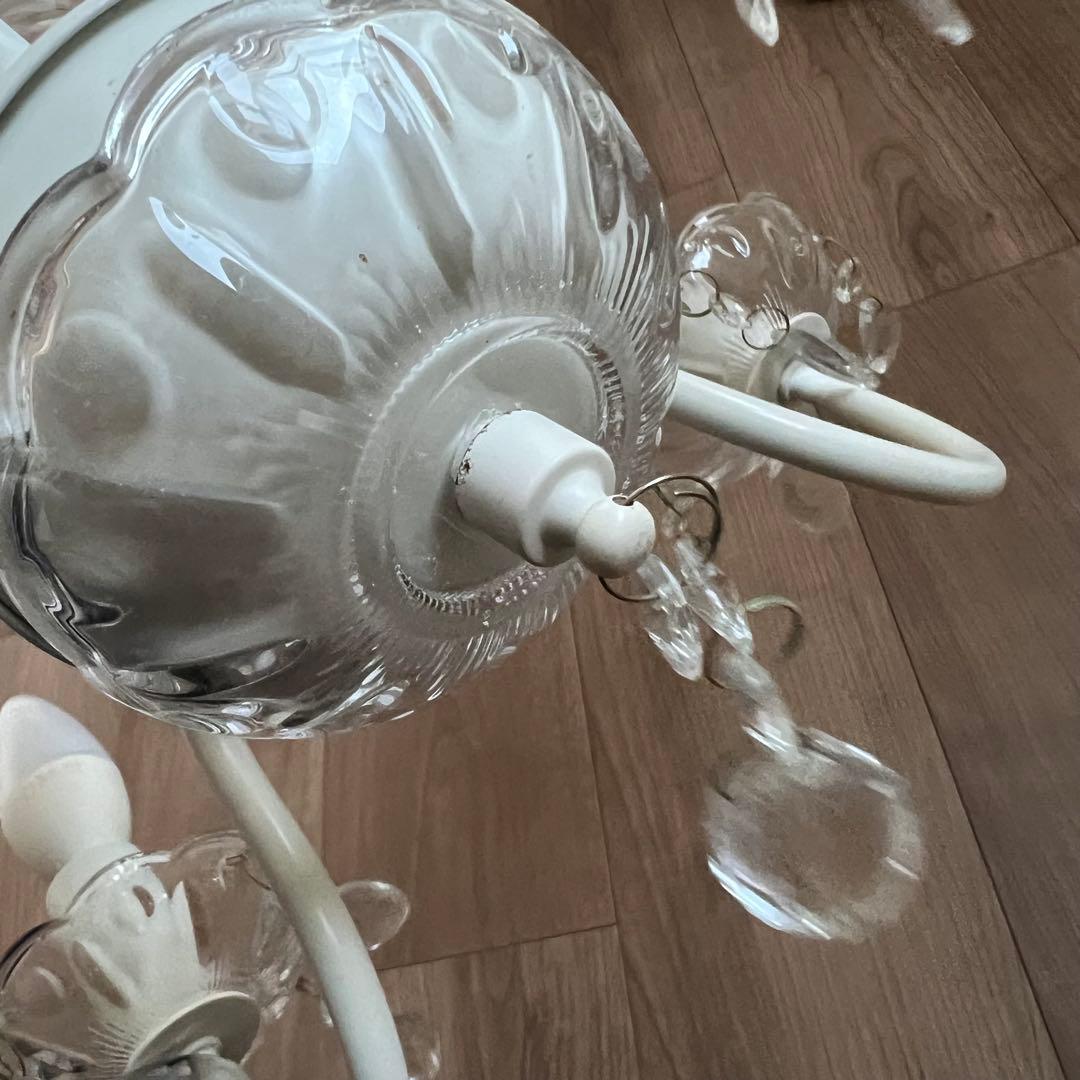 IKEA FYRTIO シャンデリア5灯 ホワイト 電球付き 北欧 クリスタル調