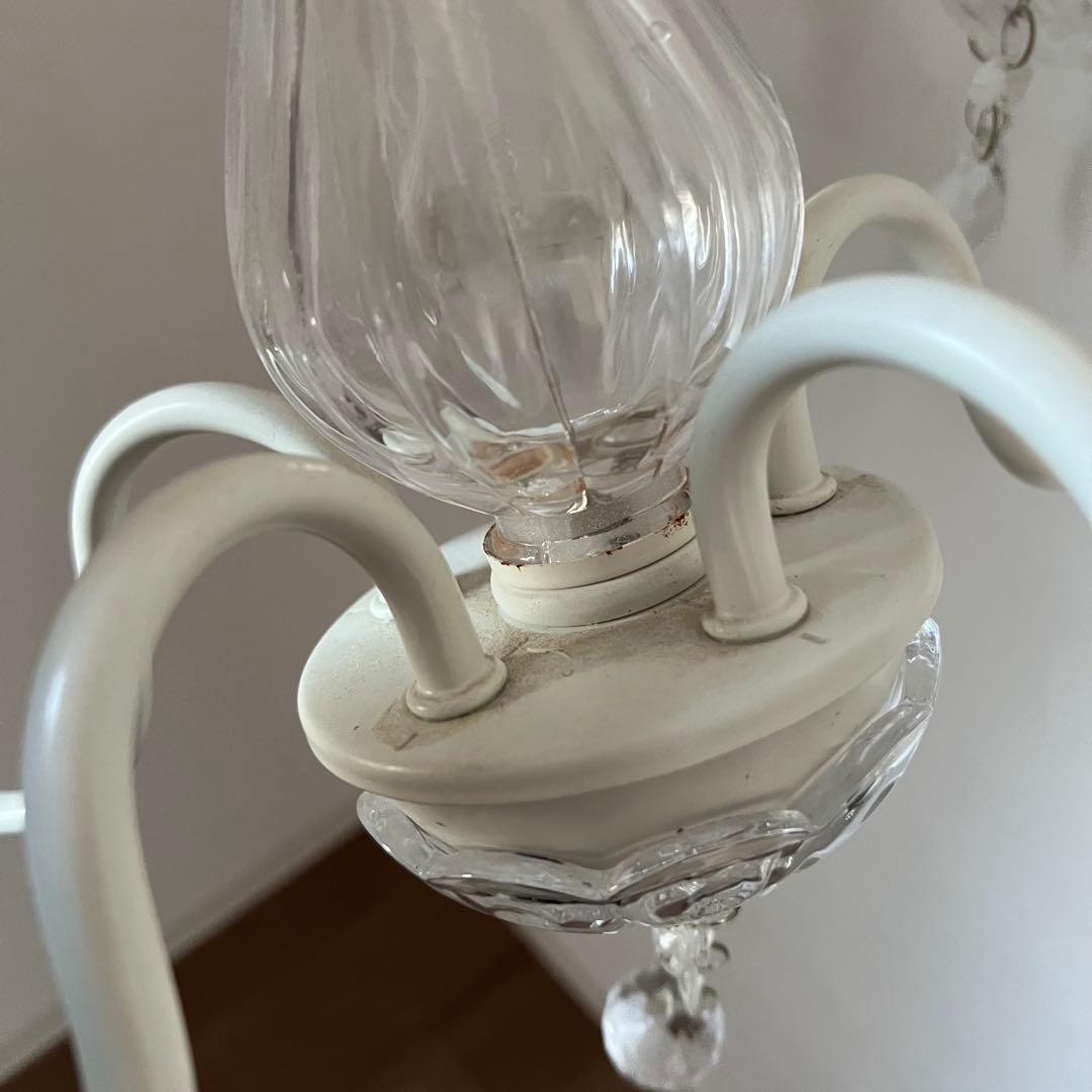 IKEA FYRTIO シャンデリア5灯 ホワイト 電球付き 北欧 クリスタル調