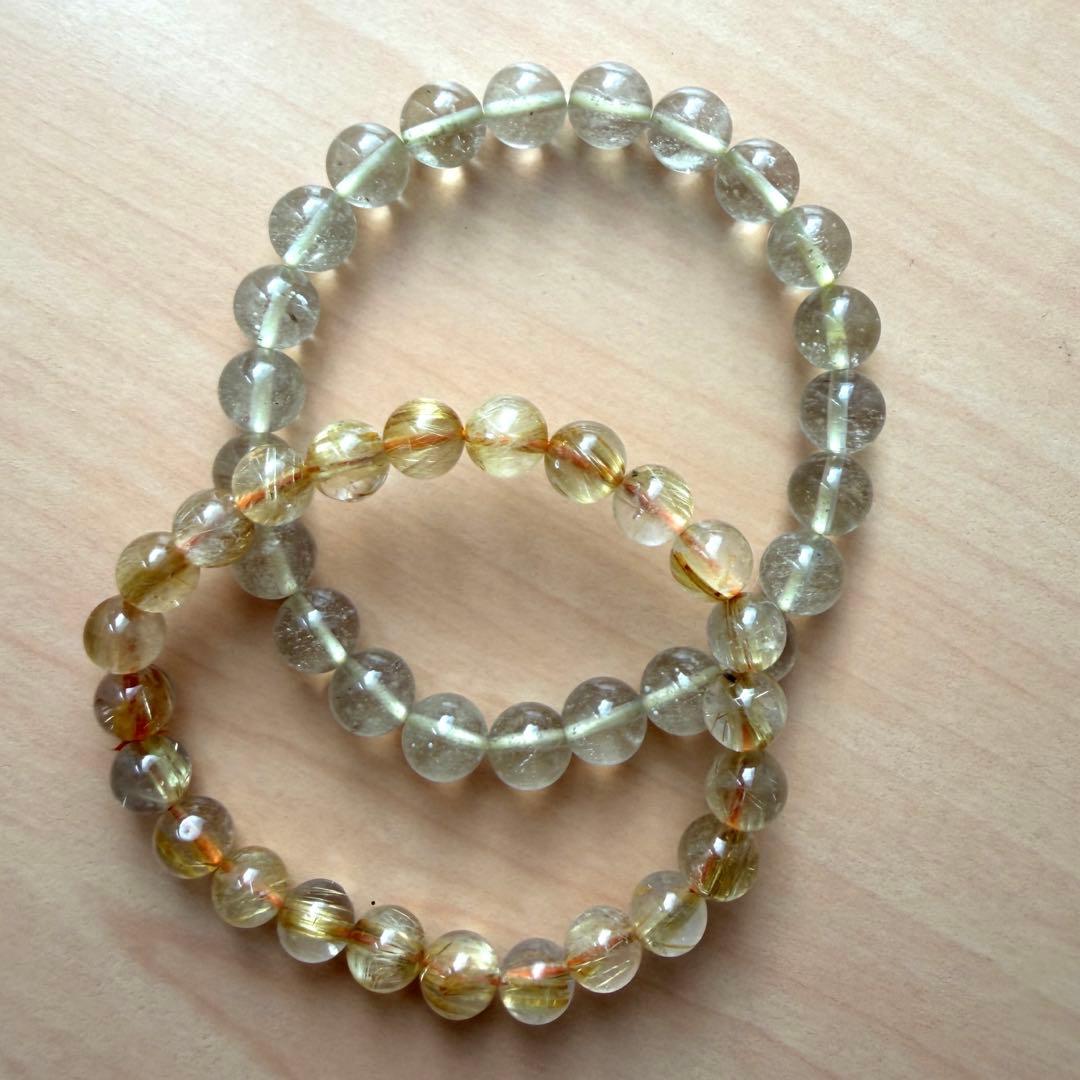 【美品】ReZARD ルチル&リビアングラスブレスセット　パワーストーンセット