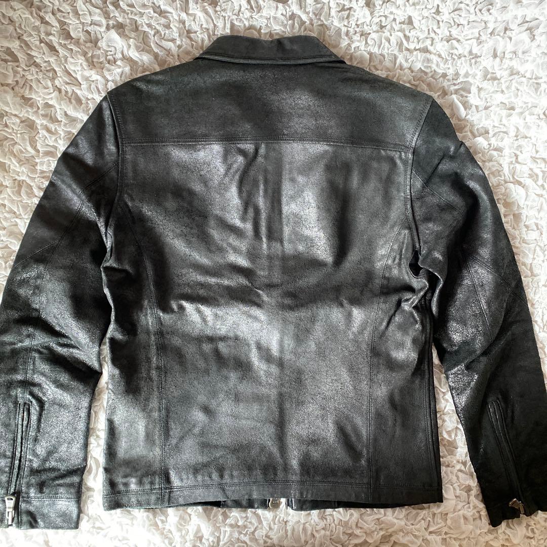 オブザネ－ジュスタイル　ホースレザー　シングルライダース　ジャケット　裏地総柄