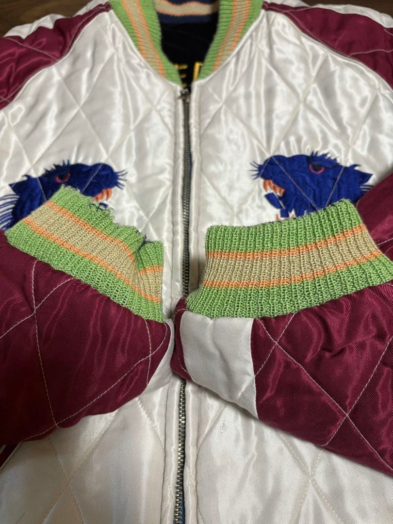 テーラー東洋 別珍 サテン スカジャン 青虎 TT12064 鷲 龍　富士山　L