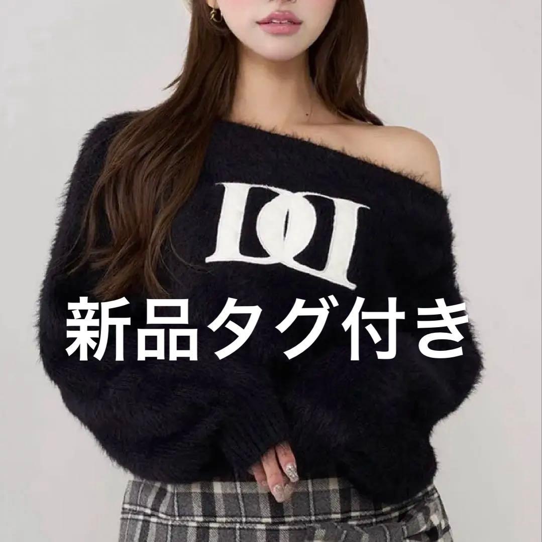 darich DDロゴワンショルニットトップス