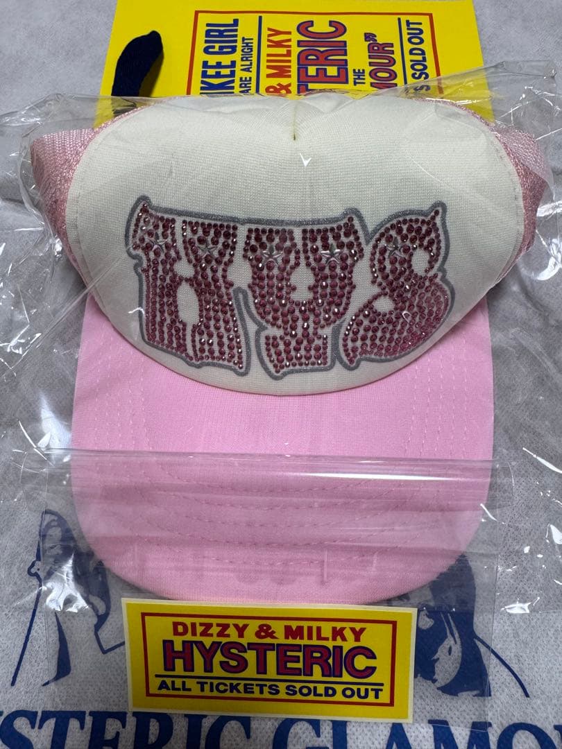 新品HYSラインストーンメッシュキャップ【HYPNOTIZED LOGO】ピンク
