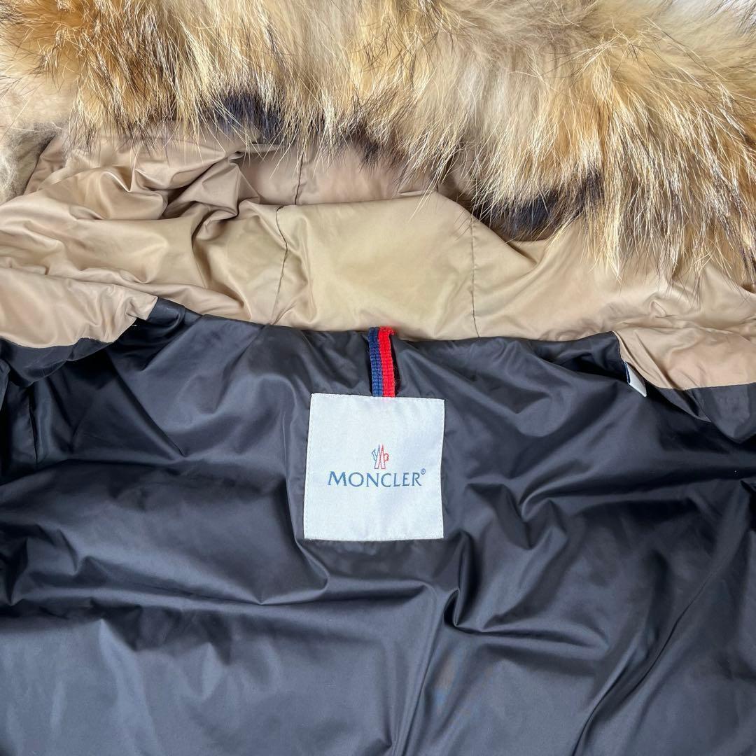 【美品】モンクレール 2way ロングダウン フード ファー付き ベージュ