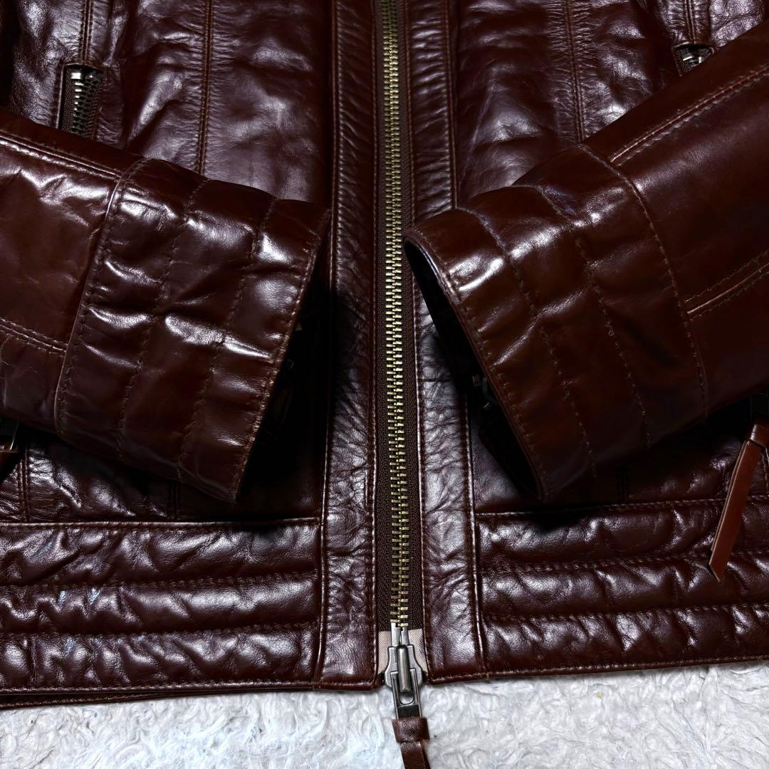 haruf 馬革ホースハイド レザージャケット ダウン90% ラビットファー