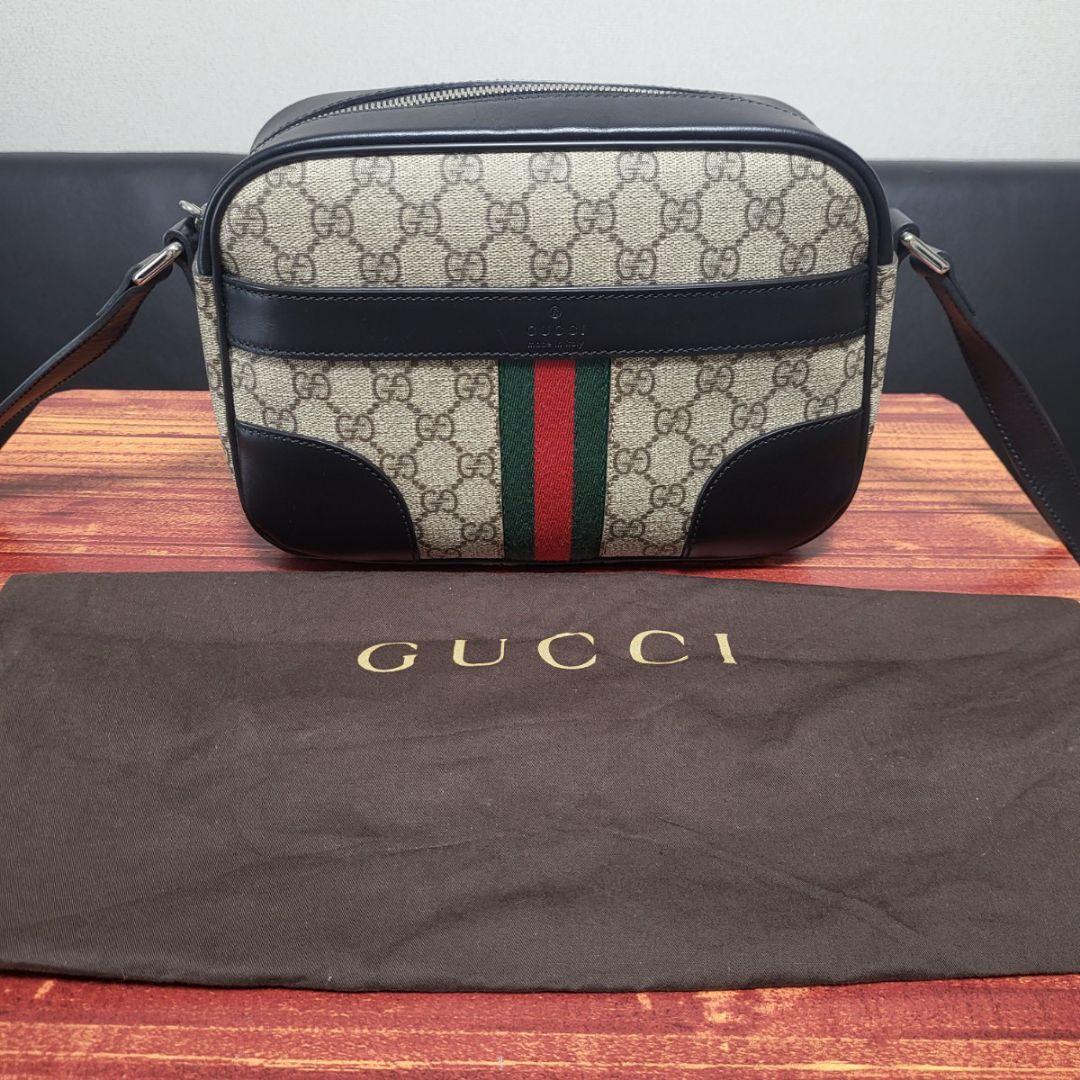美品 GUCCI グッチ ショルダーバッグ GG柄 シェリーラインbc11yt