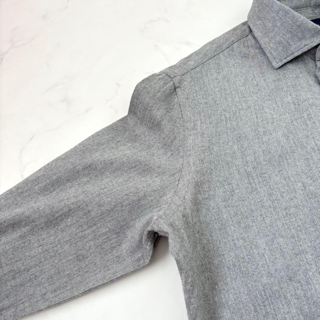 【美品】ラルディーニ ホリゾンタルカラー ネルシャツ 38 コンバーチブルカフス