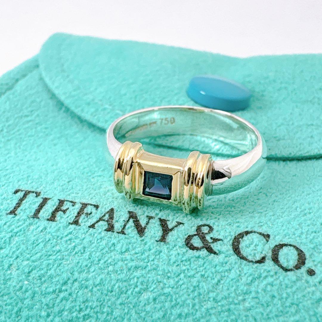 極美品 オールドティファニー サファイア コンビ8.5号 シルバー925 k18