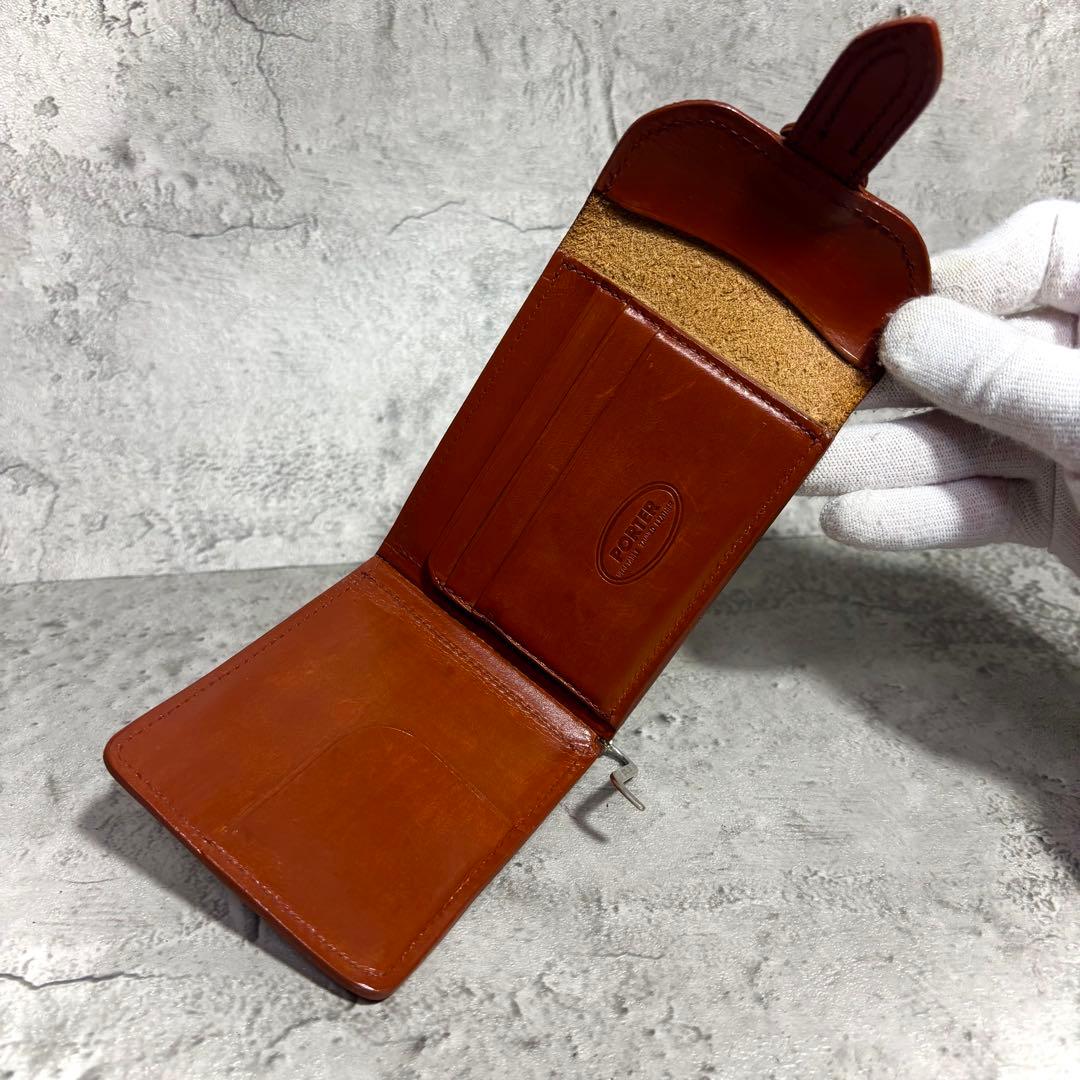 【オススメ！】ポーター ネイチャー NATURE マネークリップ 茶 レザー 革