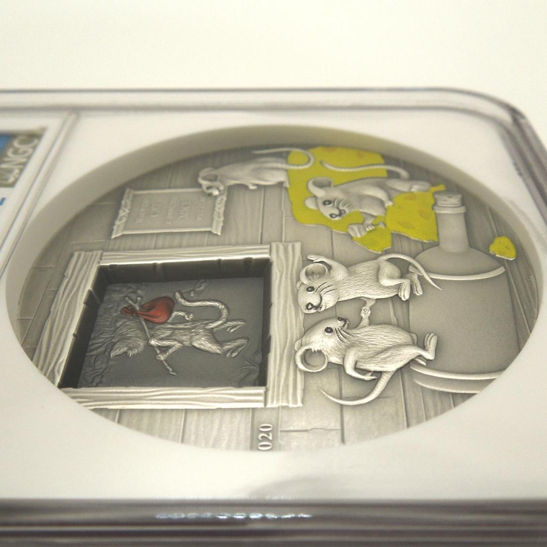 ★箱付き NGC MS70 銀貨 猫がいない時ねずみが踊る 2020 パラオ