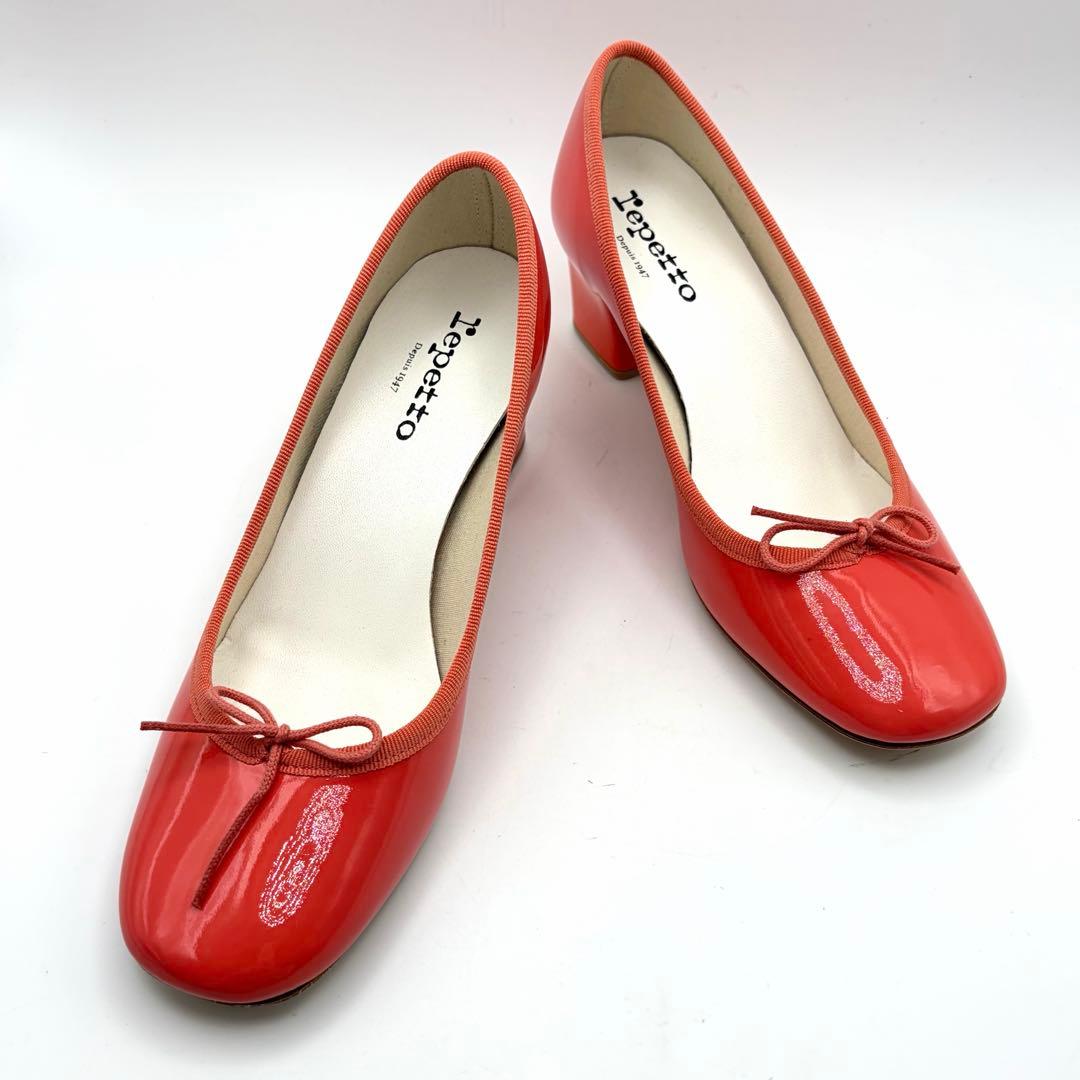 未使用級✨repetto パンプス パナム コーラルピンク エナメル 24㎝