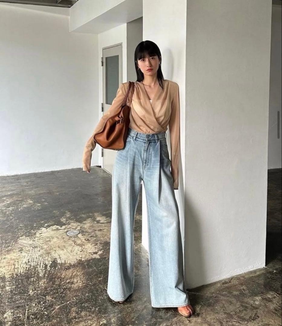 パンツ CLANE TUCK WIDE DENIM PANTS