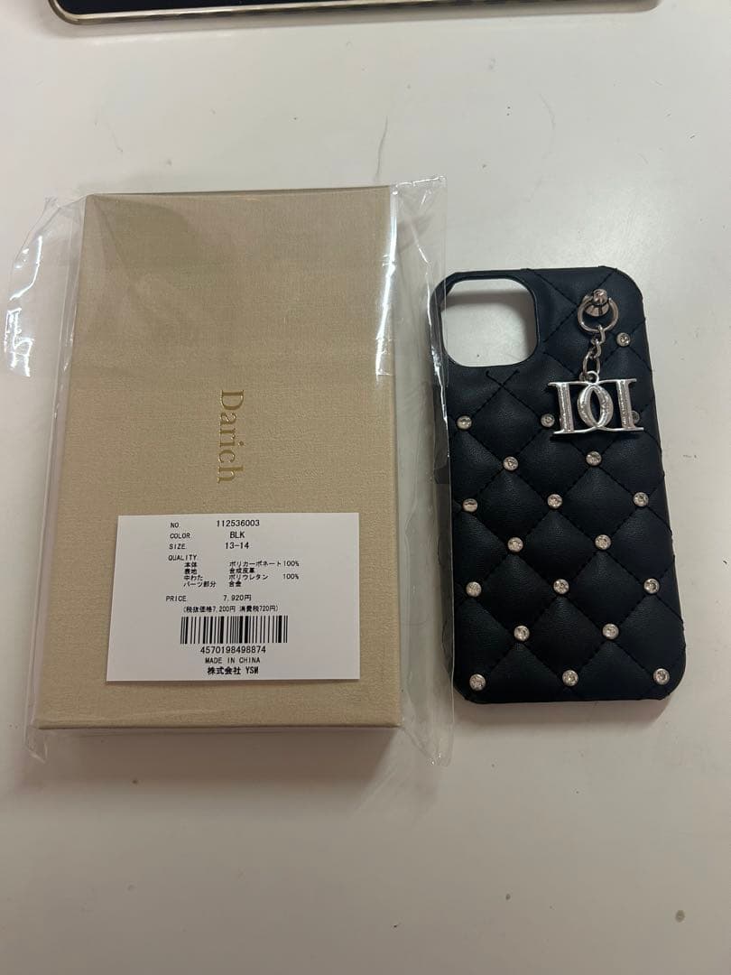 DarichキルティングiPhone14ケース 黒