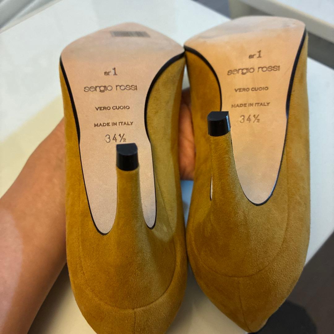 セルジオロッシ　sr1 メタルプレート　パンプス　ハイヒール　靴　定番　スエード