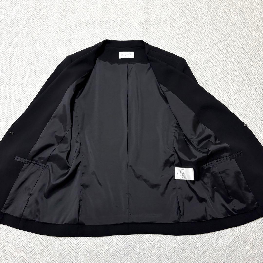 極美品 PLST プラステ 洗える トリアセブレンド ノーカラー パンツスーツ
