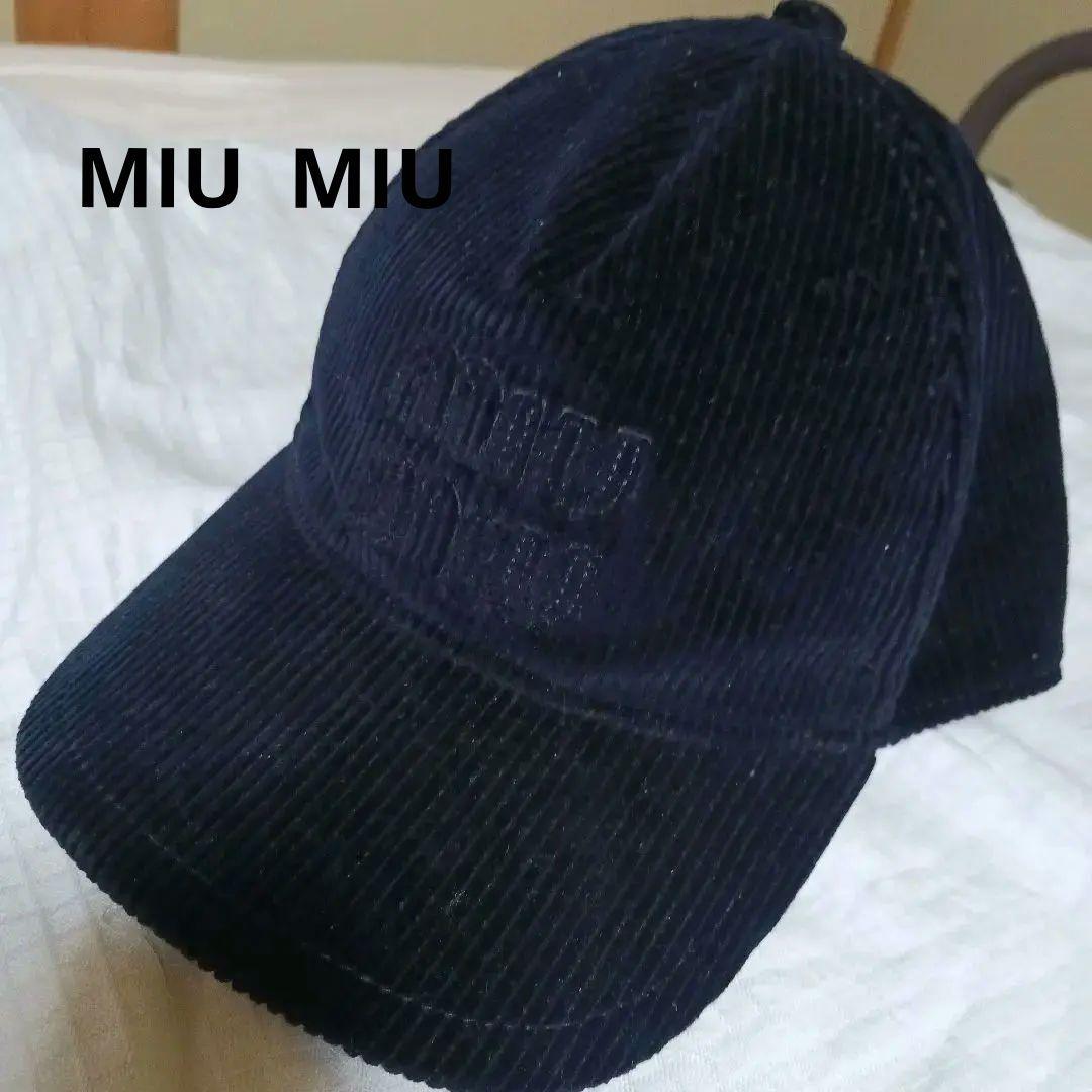 MIU MIU ネイビー コーデュロイキャップ S
