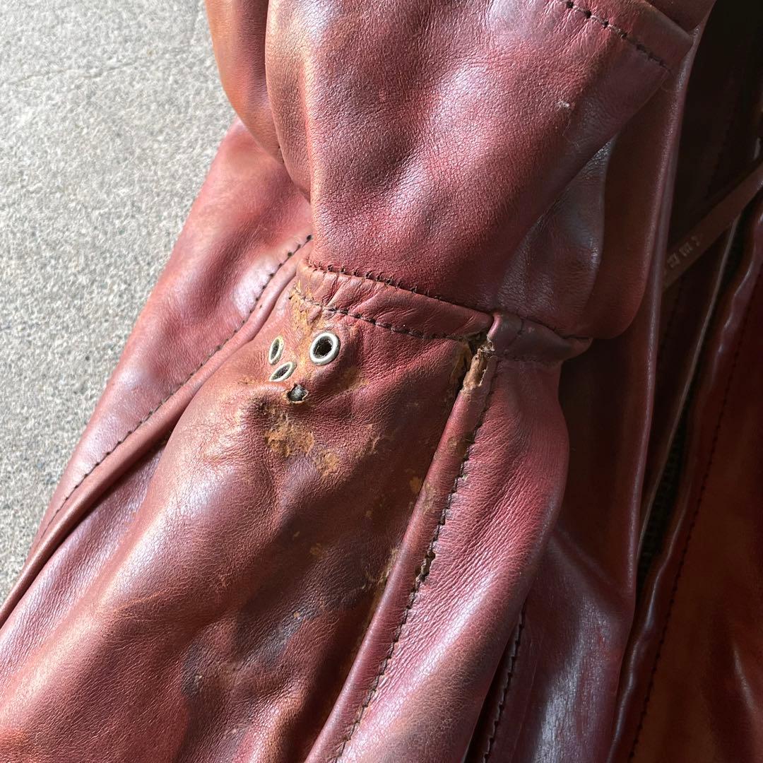 エアロレザー ハーフベルト ホースハイド レザージャケット ブラウン 34