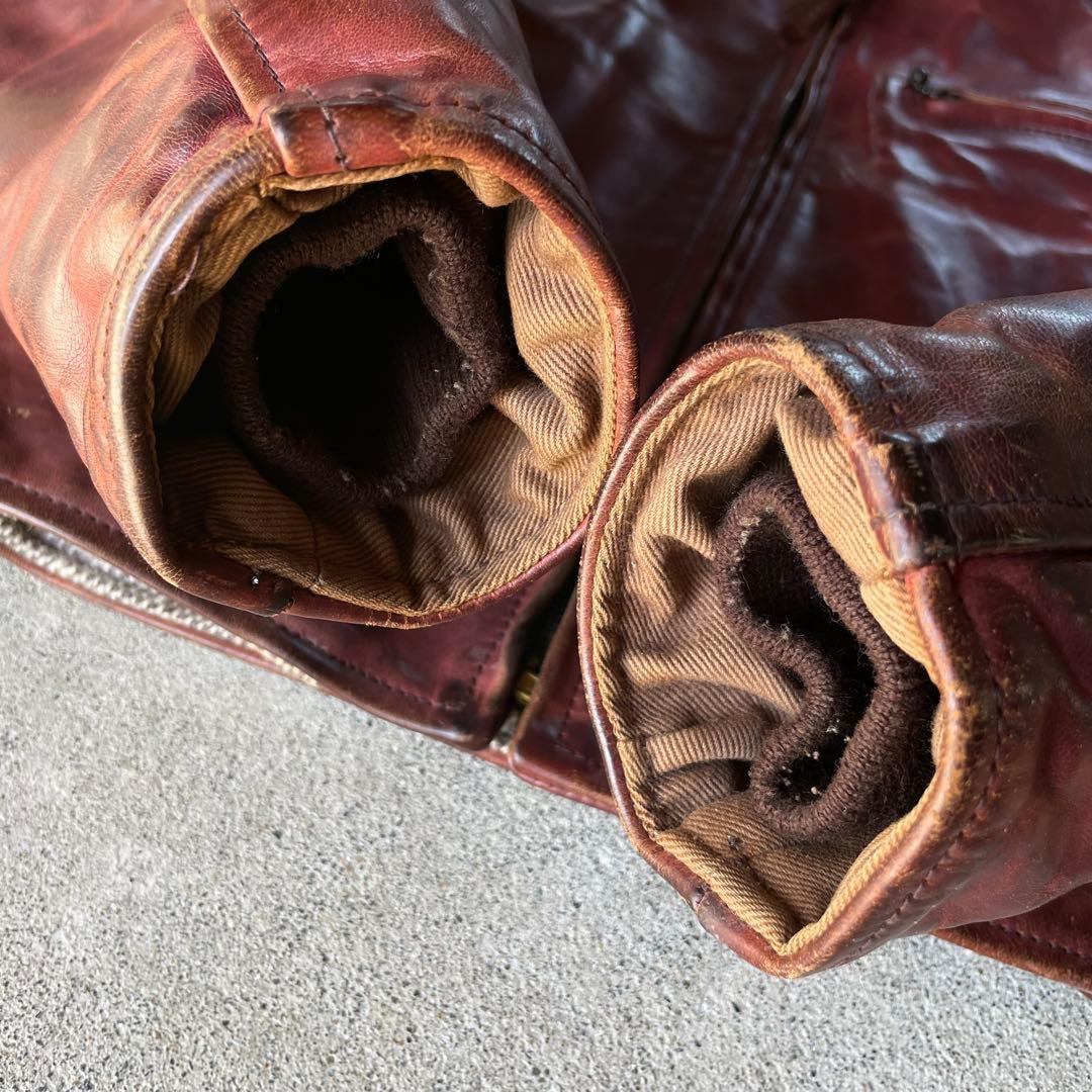 エアロレザー ハーフベルト ホースハイド レザージャケット ブラウン 34