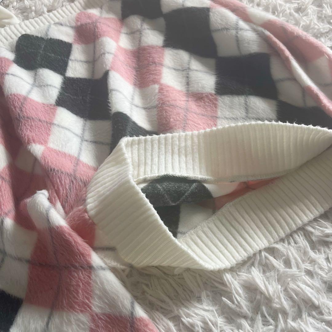 LIZLISA リズリサ オフショルダー アーガイル柄 ニット