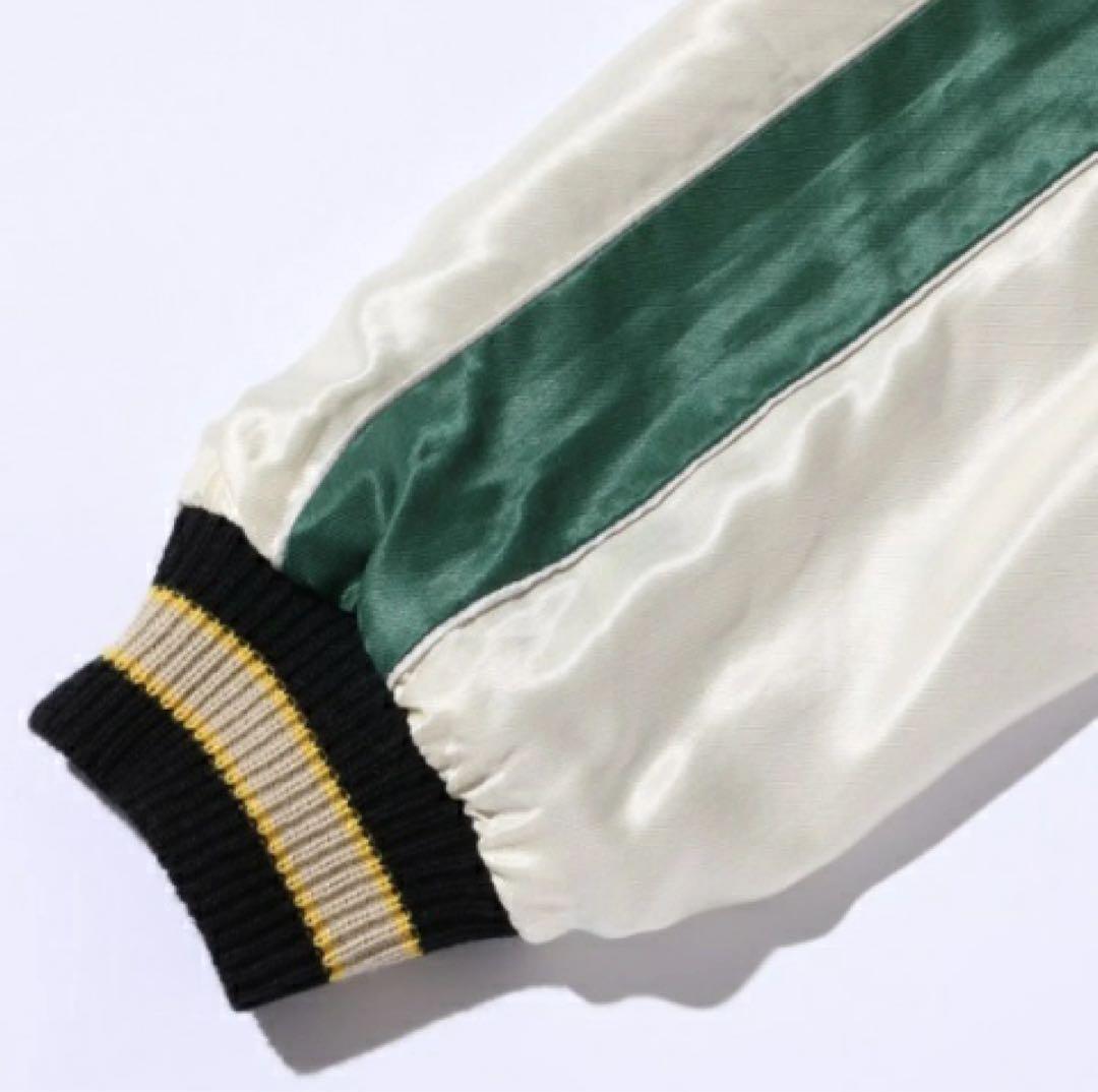 スカジャン 黒と緑 鷹とドラゴン刺繍