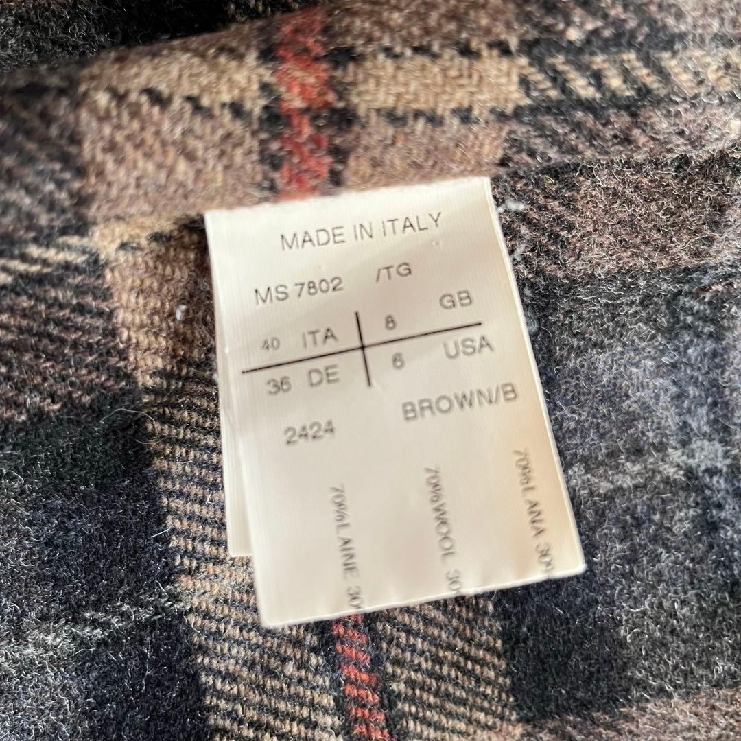 MAURIZIO PECORARO ウール混 チェック切り替え ダッフルコート