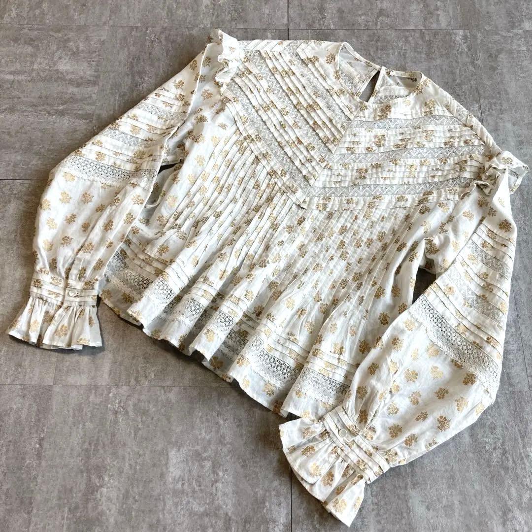 未使用級⭐️トゥモローランド カットワークブラウス　ピンタック　レース