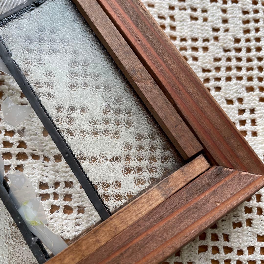 ステンドグラス　パネル　モザイクアート　雪景色