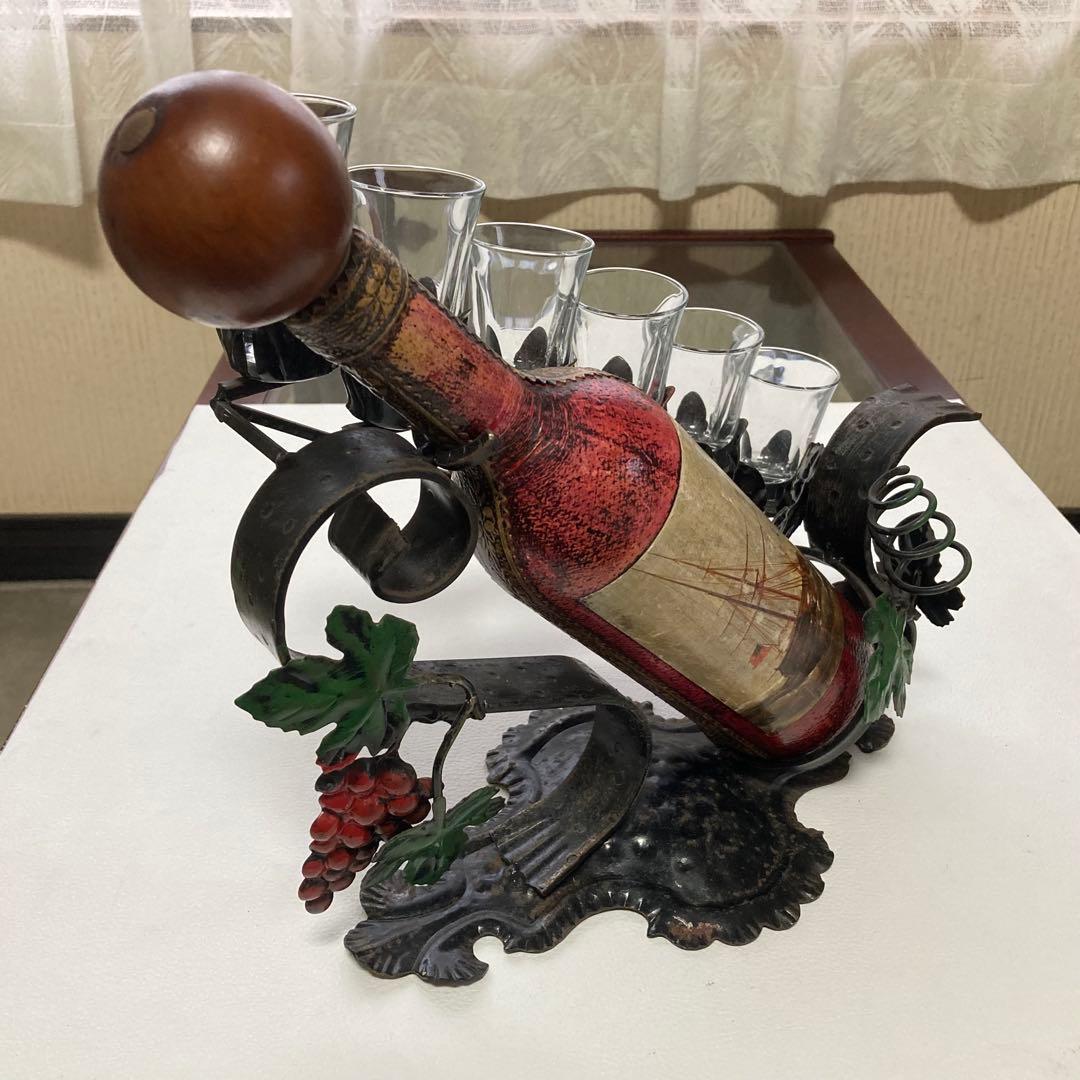 イタリア製 ワインホルダー スタンド ラック 葡萄柄 置物 オブジェ レトロ