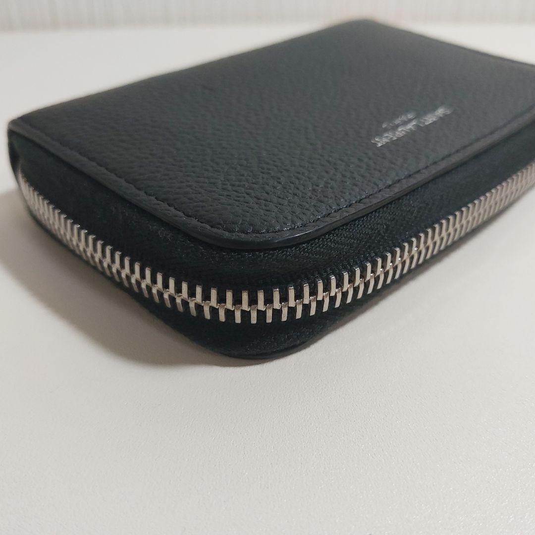 サンローラン ラウンドジップ コンパクト財布 レザー ブラック 504778