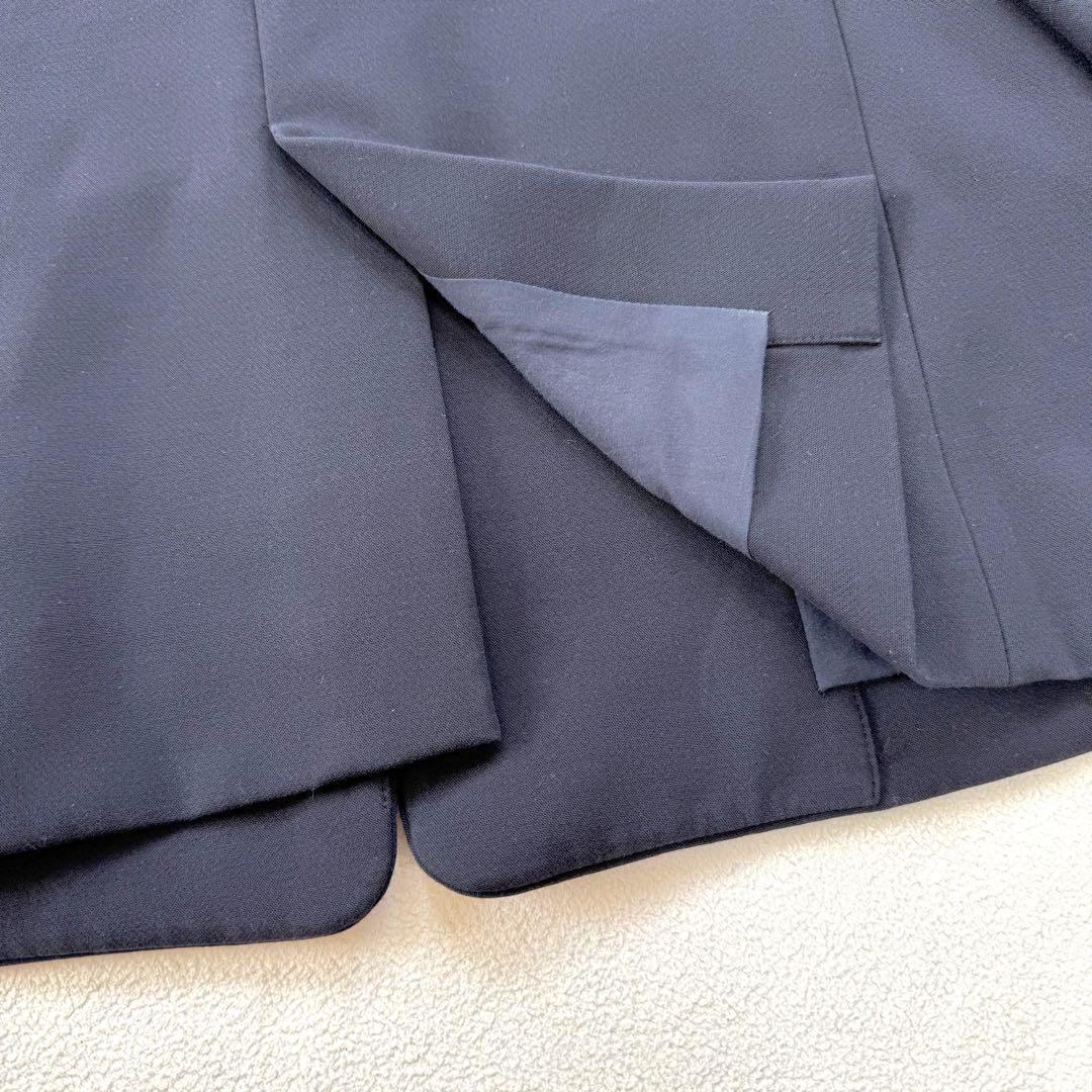 秋冬生地・L✨プラステ ノーカラー パンツ スーツ セットアップ ネイビー