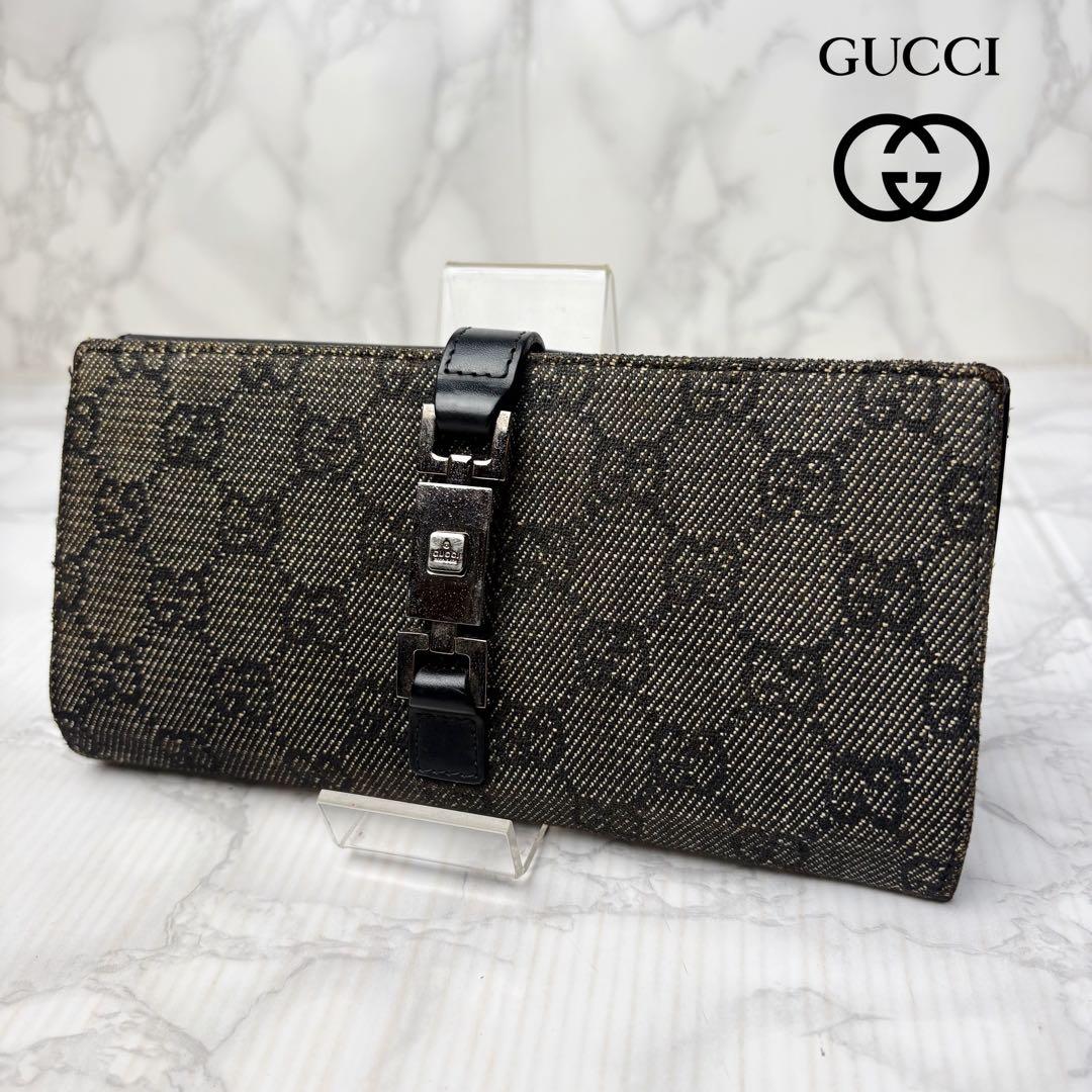 56 GUCCI 長財布 二つ折り財布 ジャッキー GGキャンバス nw8