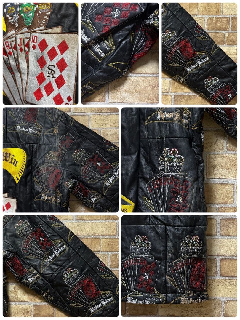 ステイシーアダムス　ハイエストローラーズジャケット　レザー　総刺繍　黒　2XL